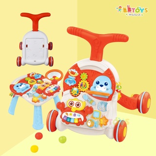 BBTOYSTH รถหัดเดิน 3 in 1 ปรับระดับได้ พร้อมห่วงบาส +บอล 3 ลูกเขย่ามีเสียง  มีไฟ-มีเสียงที่ออร์แกนรูปปู  รุ่น HE0829