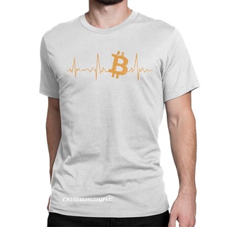 เสื้อยืดคอกลม เสื้อยืดบุรุษ Bitcoin Hartslag Cryptocurrency วินเทจ Puur Katoen เสื้อยืดฮาราจูกุ Blok Keten Tshirt Kledin