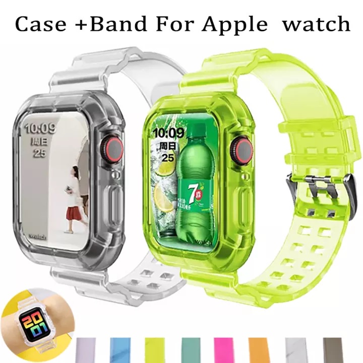 ภาพหน้าปกสินค้าสายนาฬิกาข้อมือซิลิโคนใส สําหรับ Apple Watch Series 8 7 6 5 4 3 2 1 Iwatch 42 มม. 44 มม. 38 มม. 40 มม. 42 มม. จากร้าน geekthink.th บน Shopee