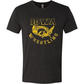 เสื้อยืดผ้าฝ้ายเสื้อยืด พิมพ์ลายมวยปล้ํา Iowa Hawkeyes USA แฟชั่นฤดูร้อน สําหรับผู้ชายL XL  XXL 3XL