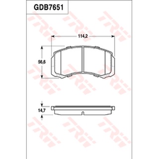 ผ้าดิสเบรคหน้า MITSUBISHI LANCER CEDIA CS3 CS5 1.6 1.8 2001-2013 GDB7651 TRW