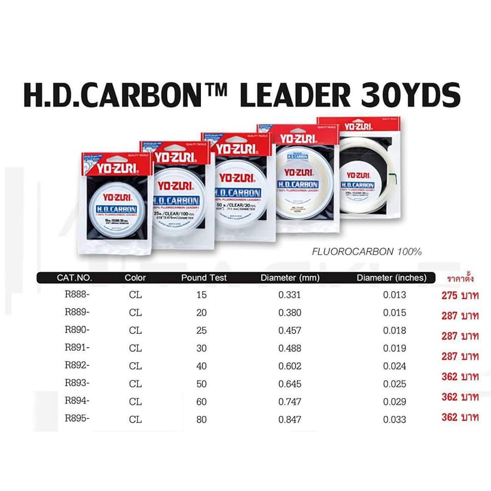 สายช็อค-yo-zuri-fluorocarbon-100-h-d-carbon-เหนียว-ทน-คุ้มค่าสุดๆๆ