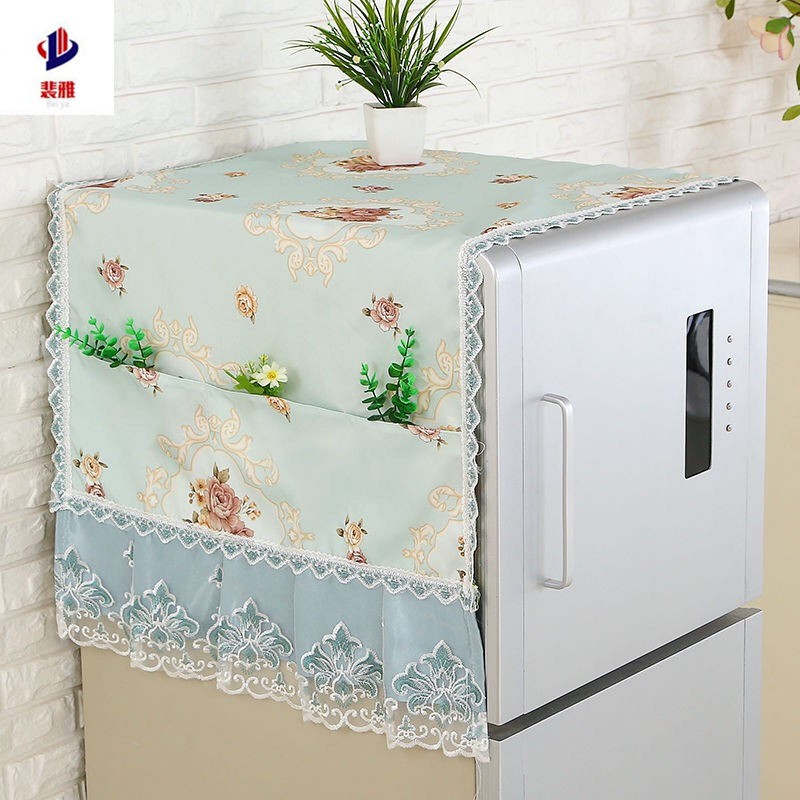 hot-sale-ผ้าเช็ดตู้เย็นประตูเดียว-2-ประตูตู้เย็นผ้าฝุ่นผ้าคลุมเครื่องซักผ้าผ้าลูกไม้ผ้าคลุมตู้เย็น