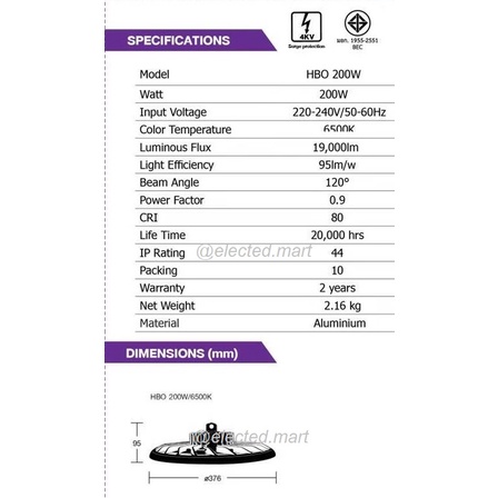 โคมไฟ-ไฮเบย์-led-highbay-ufo-200w-bec-led-hbo