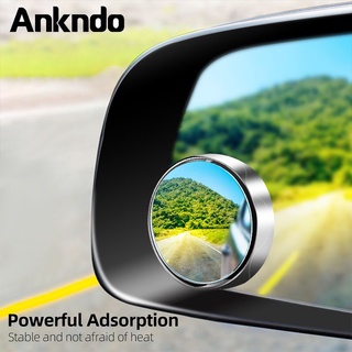 Ankndo กระจกมองหลังรถยนต์ ทรงกลม ขนาดเล็ก หมุนได้ 360 องศา ปรับได้ 2 ชิ้น