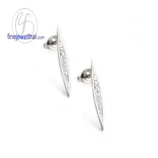 Finejewelthai ต่างหูเพชร-ต่างหูเงิน-เงินแท้ 925-ออกแบบพิเศษ-Silver-Diamond-Earring - E1157czp (สามารถเลือกสีตัวเรือนได้)