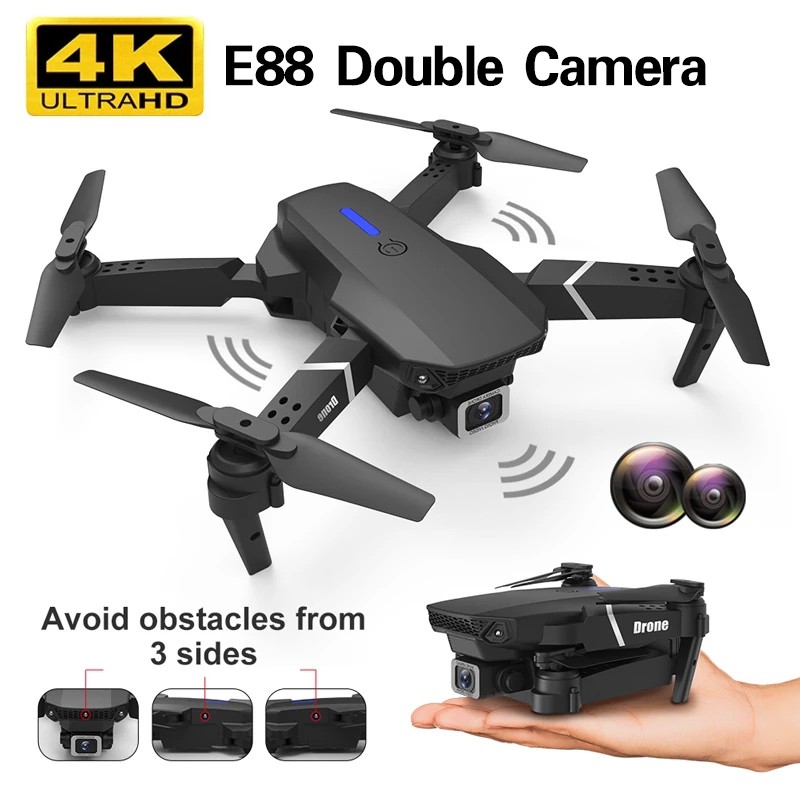 ภาพสินค้าพร้อมส่ง โดรนบังคับวิทยุ  Drone E88 Double camera ถ่ายภาพ บินนิ่ง ถ่ายวีดีโอชัด จากร้าน myee_3cmall บน Shopee ภาพที่ 1