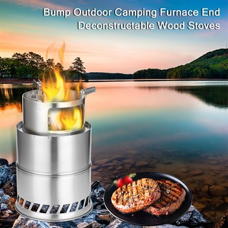 Camp Fire Stove Wood Gas Survival Stoveเตาชีวมวล เตาสนามเดินป่า สแตนเลส พกพาสะดวกเตาสนามเตาถ่าน เตาเดินป่า สำหรับ 4-6 คน