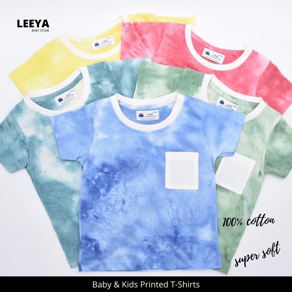 ภาพหน้าปกสินค้าLeeya เสื้อยืดเด็ก (ลายมัดยอม) เสื้อยืดเด็กชาย เสื้อผ้าเด็ก เสื้อยืดเด็กชาย Baby & Kids Tshirt
