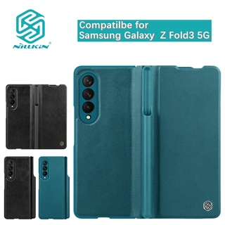 Nillkin Compatilbe เคสโทรศัพท์มือถือหนัง PU ฝาพับ พร้อมช่องใส่ดินสอ ปากกา สําหรับ Samsung Galaxy Z Fold 3 Qin