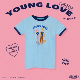 ภาพหน้าปกสินค้าDaddy Young Love T-Shirt เสื้อยืดสีฟ้าขอบสีกรมท่าสกรีนลาย YOUNG LOVE และ WENDY SIMON ที่เกี่ยวข้อง