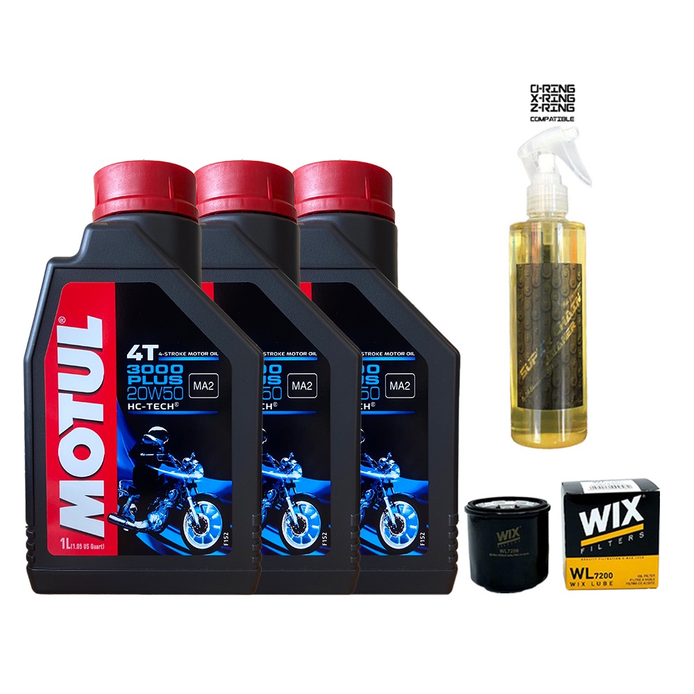 น้ำมันเครื่อง-โมตุล-motul-3000-plus-20w-50-ขนาด-1-ลิตร-กรองน้ำมันเครื่อง-wix-น้ำยาล้างโซ่-super-chain-cleaner