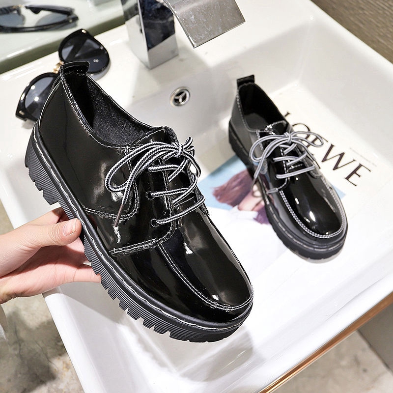 hot-sale-2023-รองเท้าหนังลำลองสีดำเกาหลีสไตล์อังกฤษสไตล์อังกฤษ