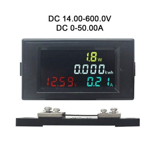 ดีซีโวลท์ แอมป์ วัตต์ DC Power Energy Meter Monitor Voltmeter Ammeter 4 in 1 DC 14.00-600.0V 20A/50A/100A
