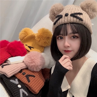 ภาพขนาดย่อของสินค้าหมวก ผ้าขนสัตว์ แบบหนา แต่งหูหมีน่ารัก ให้ความอบอุ่น แฟชั่นฤดูใบไม้ร่วง และฤดูหนาว สไตล์เกาหลี สําหรับผู้หญิง และนักเรียน