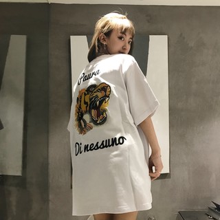 เสื้อยืดแขนสั้นชายและหญิงคู่รักเสื้อยืดแขนสั้นแขนห้าแบ่งหลวมๆคนรักเสือ