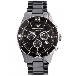Emporio Armani Mens AR1421 Black Ceramic Quartz Watch with BlackDial