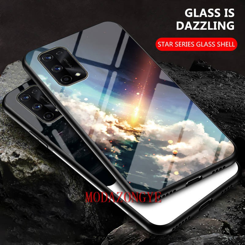 กรณี Realme X7 Pro 5g ฝาครอบกรณี Gradient Starry Glass Casing Realme X7 