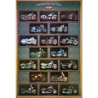 โปสเตอร์ รถมอเตอร์ไซค์ ชอปเปอร์ Harley Davidson (1926-2008) POSTER 24”X35” Inch American Motorcycle 18 Models
