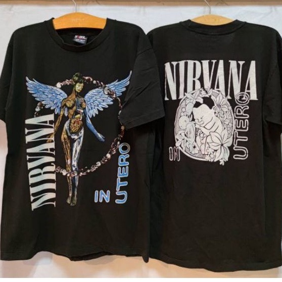 เสื้อยืดผ้าฝ้ายพิมพ์ลายขายดี-nirvana-in-utero-ป้าย-giant-made-in-usa-เสื้อวงเสื้อทัวร์-vintage