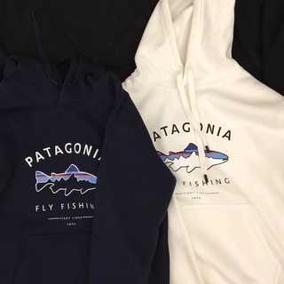 สินค้า Tide brand patagoni Patagonia fish print terry hooded sweater men\'s casual plus velvet sports hoodie