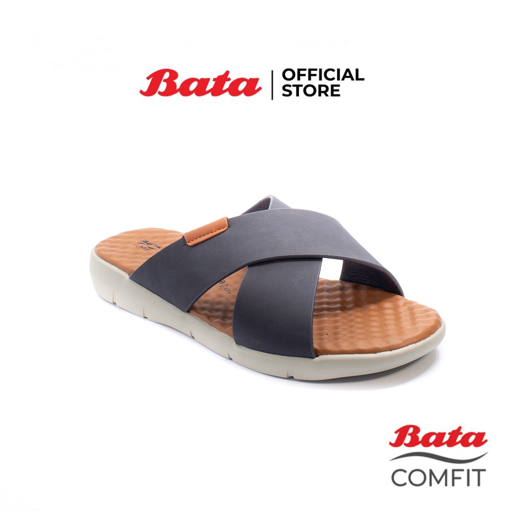 bata-comfit-บาจา-คอมฟิต-รองเท้าแตะเพื่อสุขภาพแบบสวม-ส้นแบน-ไม่ลื่น-รองรับน้ำหนักเท้าได้ดี-สำหรับผู้ชาย-รุ่น-comfty-สีกรมท่า-8619213
