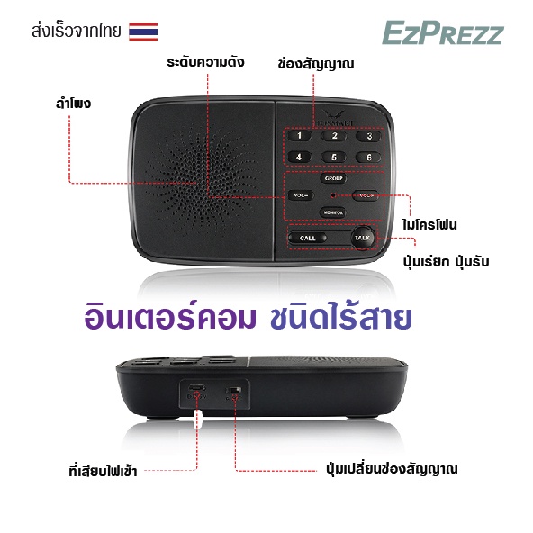 อินเตอร์คอมไร้สาย-wireless-intercom-1-ชิ้น-ระยะ-500-เมตร-ไม่ต้องใช้แบตเตอรี่-ไร้สาย-เสียบปลั๊กใช้ได้ทันที-พร้อมส่งจากไทย