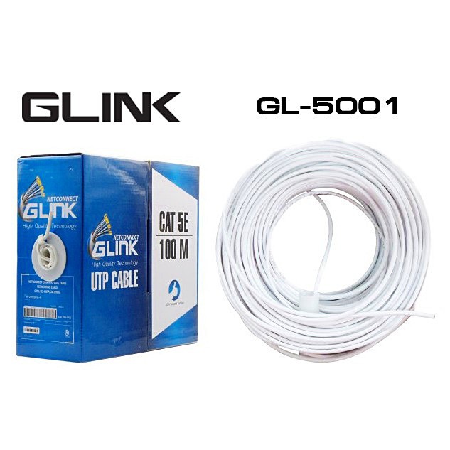 ภาพหน้าปกสินค้าสายแลน CAT5e UTP Cable (100m/Box) GLINK (GL5001) สำหรับภายในอาคาร สายสีขาว จากร้าน hardware_corner บน Shopee