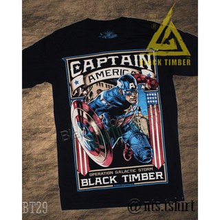 BT 29 Captain America เสื้อยืด สีดำ BT Black Timber T-Shirt ผ้าคอตตอน สกรีนลายแน่น S M L XL XXL