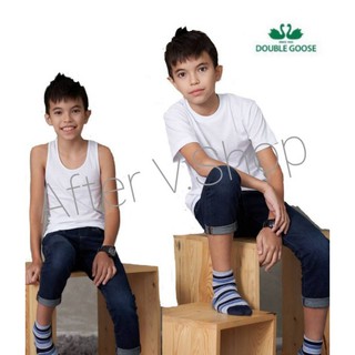 เสื้อกล้าม/เสื้อคอกลม สีขาวล้วน ตราห่านคู่  ของเด็ก (Junior Collection)