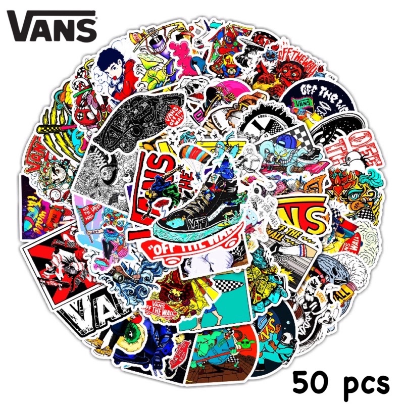 สติ๊กเกอร์-vans-256-แวนส์-50ชิ้น-van-skateboard-แวน-รองเท้าvans-รองเท้าแวน-สเก็ตบอร์ด-surf-skate