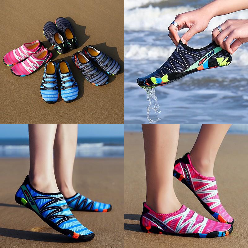 ราคา35-46 รองเท้าเดินชายหาด รองเท้าเล่นทะเล รองเท้าว่ายน้ำ สีพื้น swimming shoes