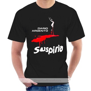 เสื้อยืดสีดำอินเทรนด์ใหม่ เสื้อยืดลําลอง แขนสั้น พิมพ์ลาย Suspiria Dario Argento สีดํา สไตล์วินเทจ สําหรับผู้ชาย 3 ชิ้นเ