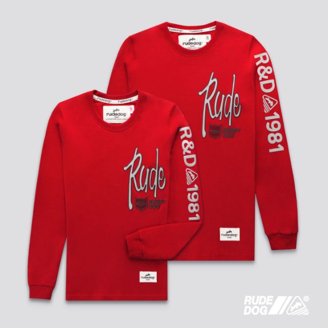 rudedog-เสื้อยืดแขนยาว-รุ่น-r-amp-d-สีแดง