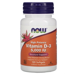 Now Foods High Potency Vitamin D-3 125 mcg (5,000 IU) 120 Softgels