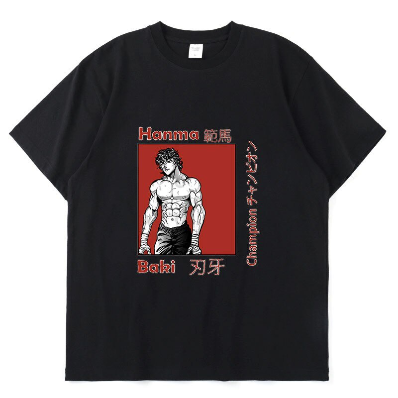 เสื้อยืดโอเวอร์ไซส์ขายดี-เสื้อยืด-ผ้าฝ้าย-พิมพ์ลายอนิเมะ-baki-yujiro-hanma-the-grappler-แฟชั่นฤดูร้อน-สไตล์คลาสสิก-สําหร