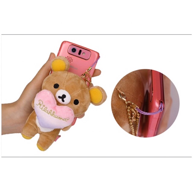 แท้-100-จากญี่ปุ่น-พวงกุญแจ-ซานเอ็กซ์-san-x-rilakkuma-sweet-heart-plush-doll-cell-phone-strap-rilakkuma