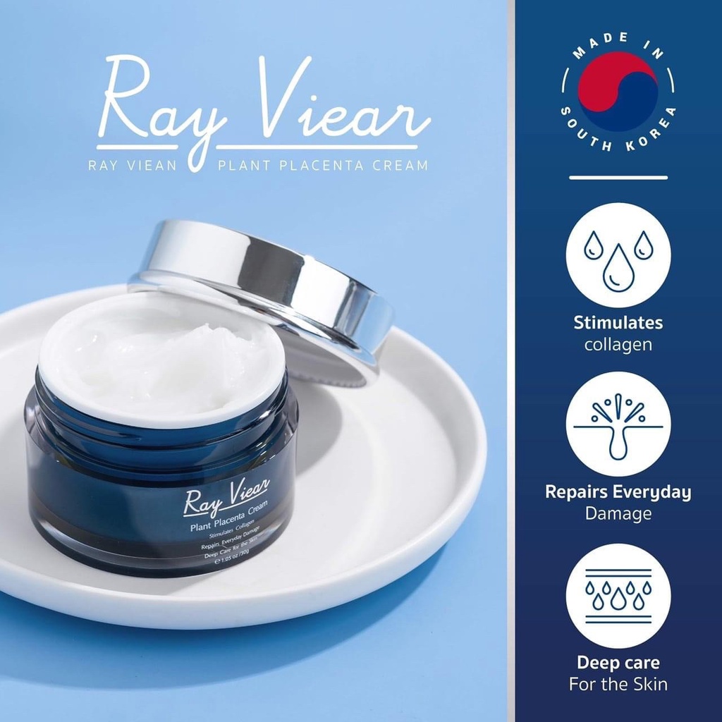 ray-viear-plant-placenta-cream-ขจัดหลุมสิว-เรเวียร์แพลนท์พลาเซนต้าครีม-ครีมบำรุงผิว-ลดสิว-ริ้วรอย-rayviear-เรเวียร์