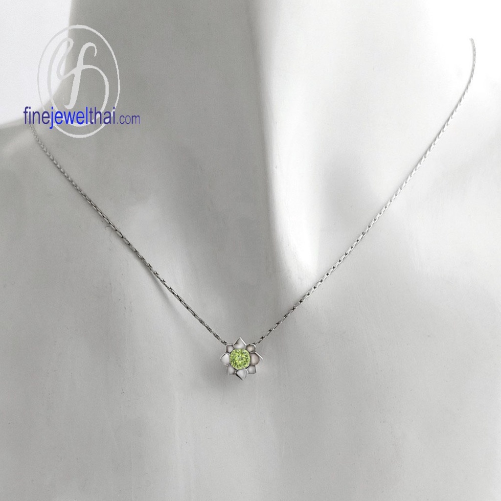 finejewelthai-จี้เพอริดอท-เพอริดอท-จี้พลอย-พลอยประจำเดือนเกิด-peridot-silver-pendant-birthstone-p1058pd00e