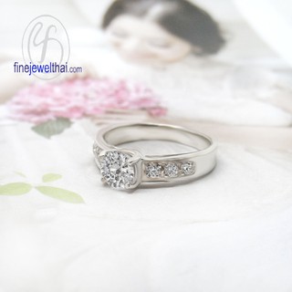 Finejewelthai แหวนเพชร-แหวนเงิน-เพชรสังเคราะห์-เงินแท้-แหวนหมั้น-แหวนแต่งงาน-Diamond CZ-Silver-Wedding-Ring - R1113cz