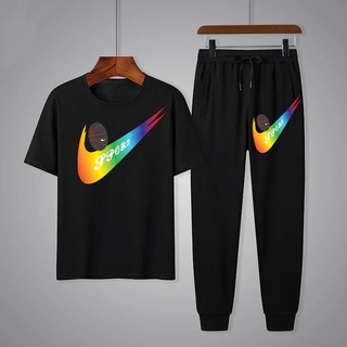 🔥 ใหม่ ! ชุดเซ็ทแฟชั่นเสื้อยืดสกรีนลาย+กางเกงขายาว ชุดเที่ยว กีฬา ออกกำลังกาย ทุกเทศกาล ⭐T638-KU638