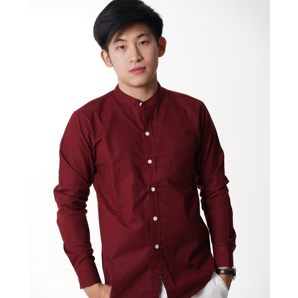 ภาพหน้าปกสินค้าเสื้อเชิ้ต Smart Shirt คอจีน แขนยาว สีแดง(สวยมา  กรับรอง)
