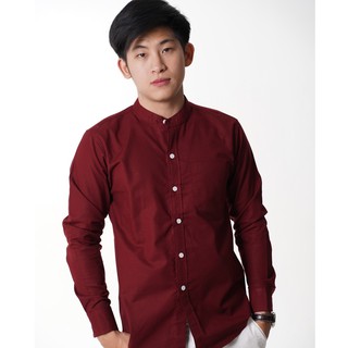 ภาพขนาดย่อของสินค้าเสื้อเชิ้ต Smart Shirt คอจีน แขนยาว สีแดง(สวยมา  กรับรอง)