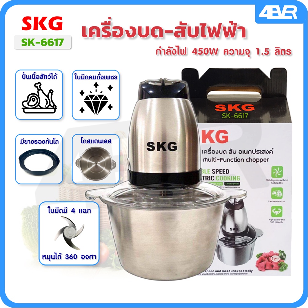 ราคาและรีวิวSKG เครื่องบด-สับ sk-6617 / Mxnec 1687 ไฟฟ้า เครื่องบดสับ เครื่องปั่น ผสมอาหาร เครื่องบดสับอเนกประสงค์ เครื่องบดห