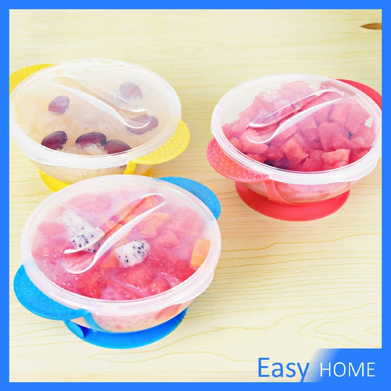 ชุดชามข้าวเด็กก้นดูด-ชามสำหรับเด็ก-ชามอาหารเด็ก-มีช้อนและฝาปิด-พร้อมฝาปิด-และช้อนนิ่มวัดอุณหภูมิได้-baby-bowl-amp-spoon