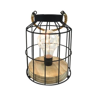 KASSA HOME โคมไฟตั้งโต๊ะ LED WIRE LANTERN รุ่น 195734 ขนาด 14.5 x 14.5 x 21 ซม. สีดำ ตะเกียง โคมไฟ