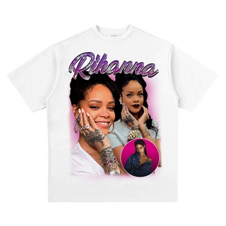 เสื้อยืดแขนสั้น ผ้าฝ้าย พิมพ์ลาย Robyn Rihanna ทรงหลวม สไตล์ฮิปฮอป สําหรับผู้ชาย และผู้หญิง