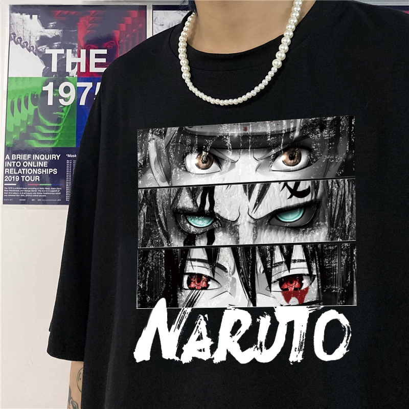 naruto-เสื้อยืดพิมพ์ลายการ์ตูนนารูโตะสไตล์ญี่ปุ่นสําหรับผู้หญิง