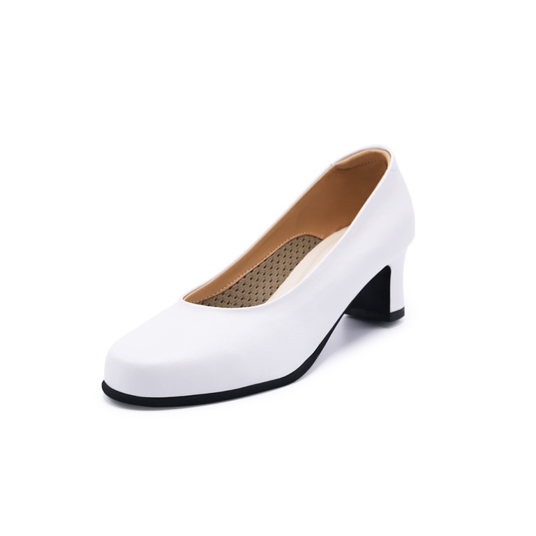 ภาพหน้าปกสินค้าPretty Popteen รองเท้าคัทชูผู้หญิง ส้นสูงแบบหุ้มส้น รุ่น PT-2408 สีขาว