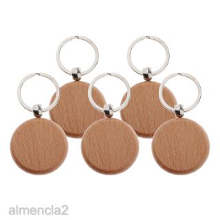 [ALMENCLA2] 5x Blank Wooden KeyChain ring Key Tags Lables for Car Key Rings Hanging Pendants